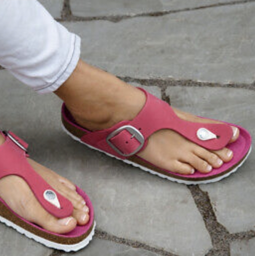 Birkenstock Sandals GIZEH BIG BUCKLE fuchsia tulip rosa nubuk leather NWOT